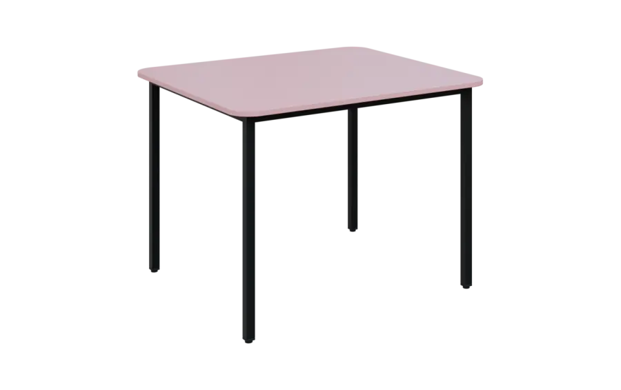 JSBR 90N Jídelní stůl 900 x 900 mm, deska pastelově růžová / podnož černá